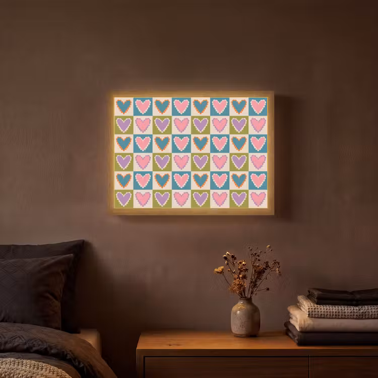 Lightbox - Wandlamp - Retro - Kleuren - Patroon - Hartjes — 3