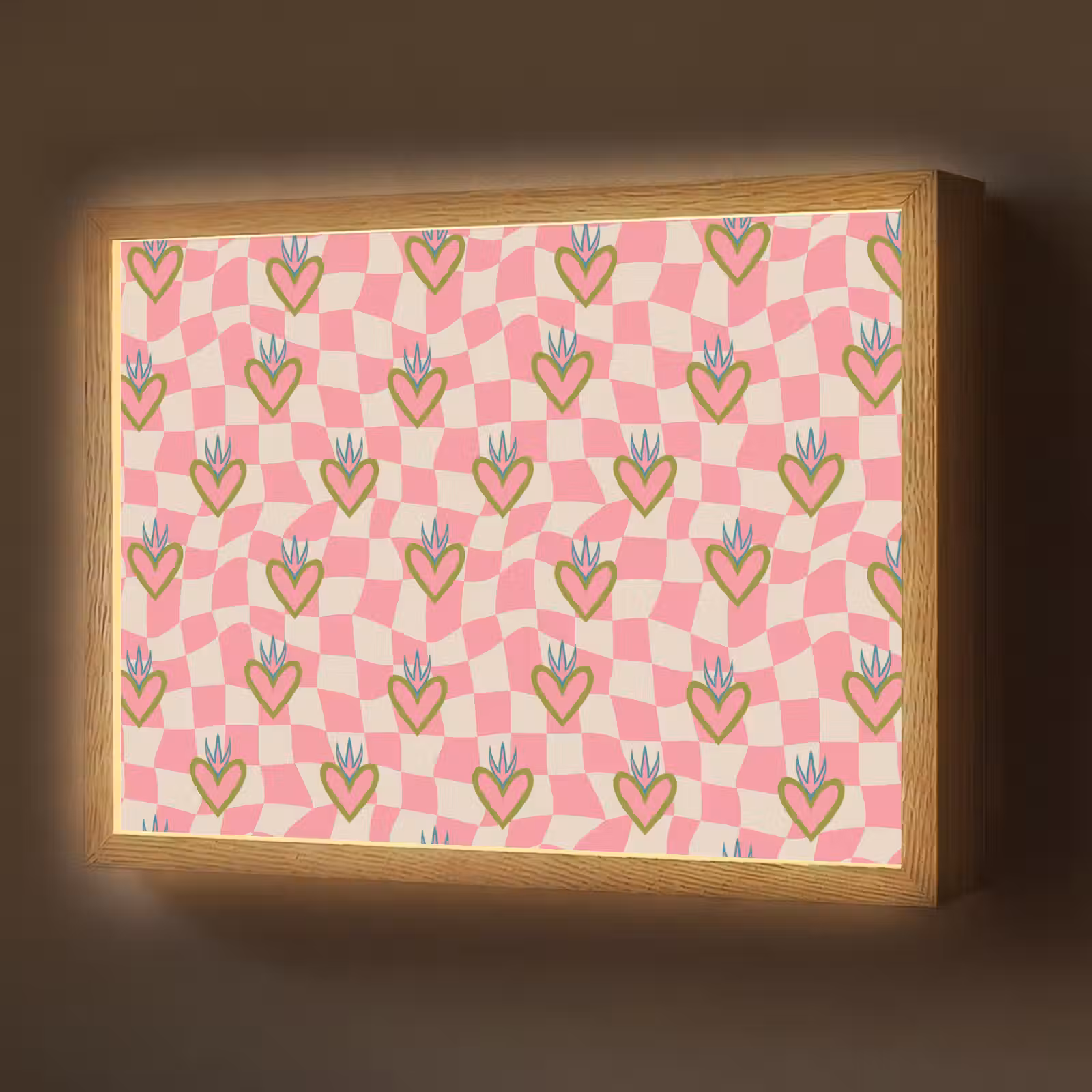 Lightbox - Wandlamp - Roze - Retro - Patroon - Geblokt — 1