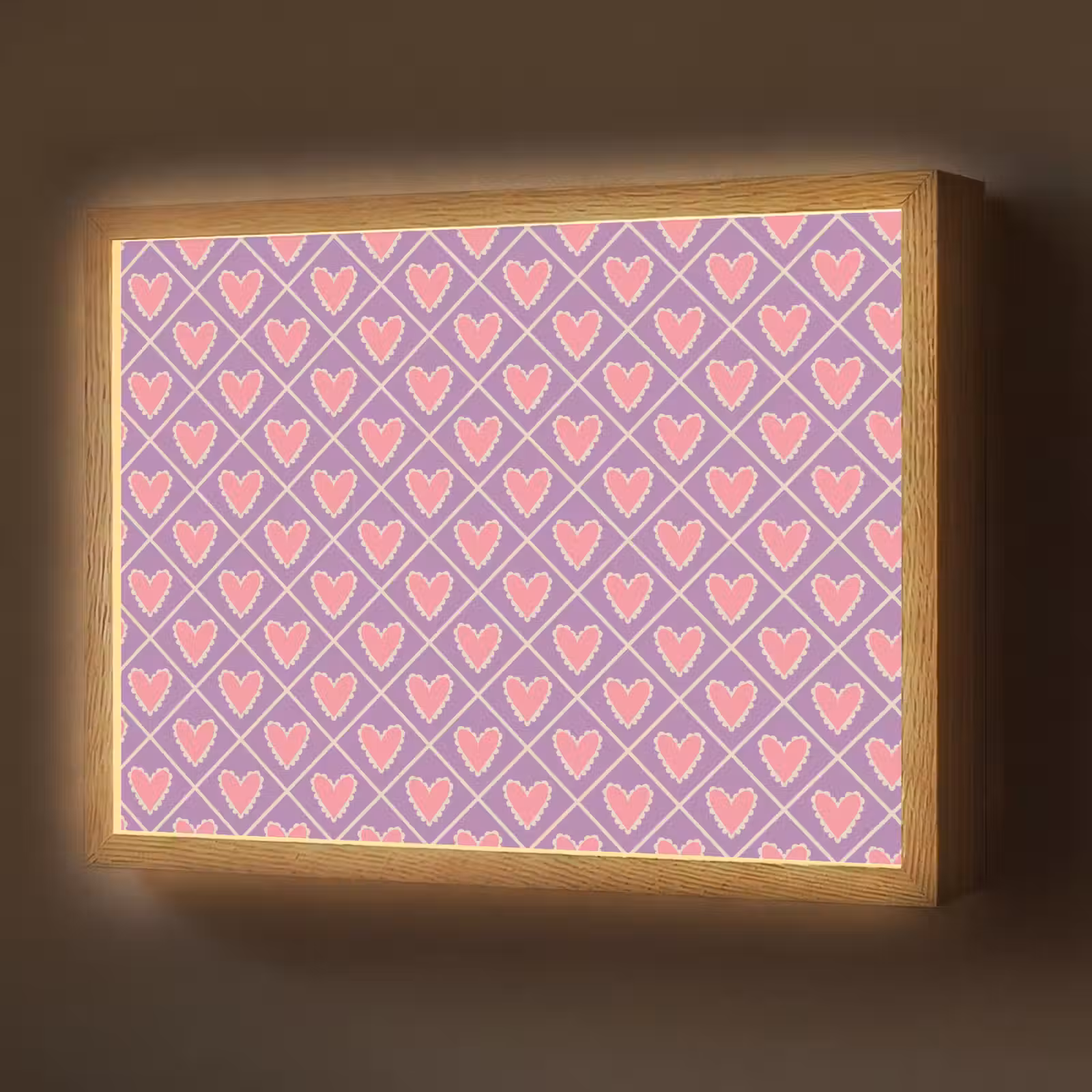 Lightbox - Wandlamp - Ruit - Patroon - Paars - Hartjes — 1