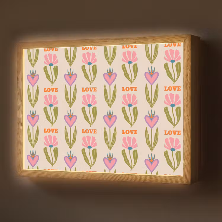 Lightbox - Wandlamp - Love - Patroon - Bloemen - Hartjes — 1