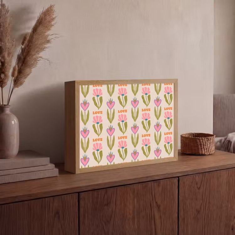 Lightbox - Wandlamp - Love - Patroon - Bloemen - Hartjes — 4