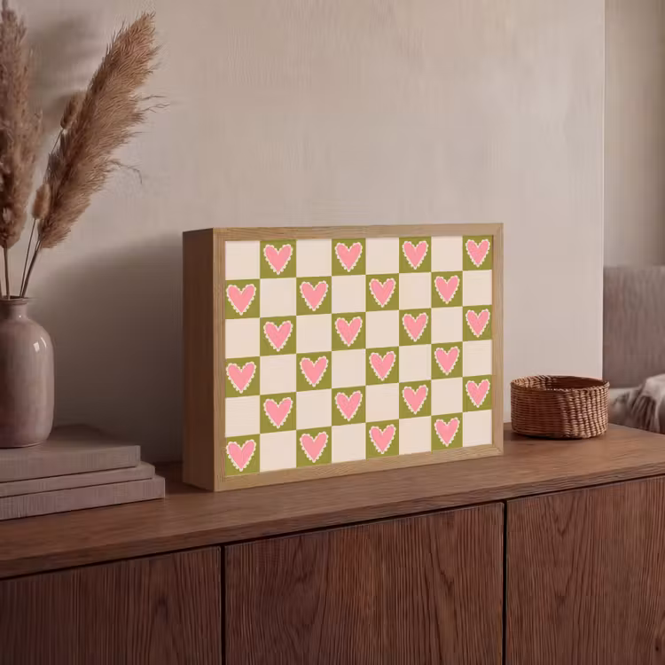Lightbox - Wandlamp - Olijfgroen - Hartjes - Patroon - Retro — 4