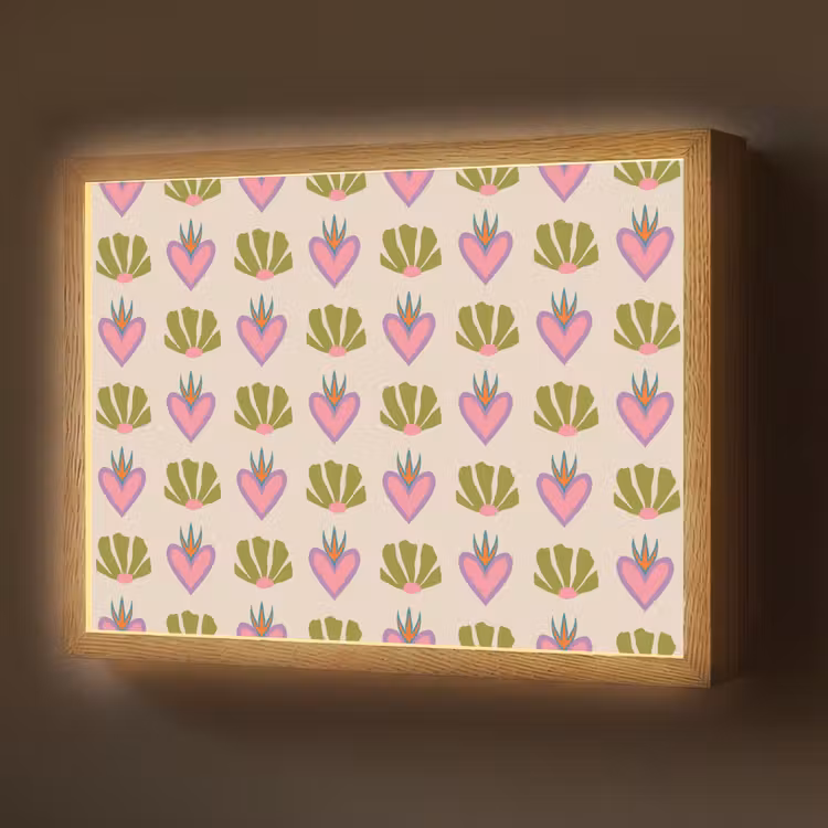 Lightbox - Wandlamp - Patroon - Beige - Hartjes - Bloemen — 1