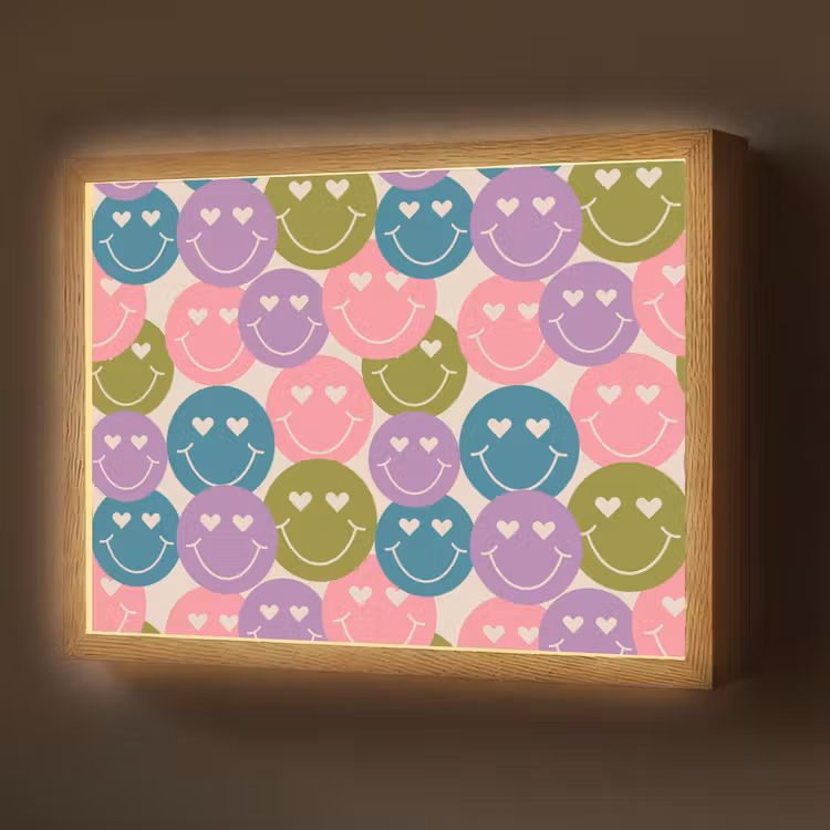 Lightbox - Wandlamp - Patroon - Smiley - Kleurrijk - Hartjes — 1