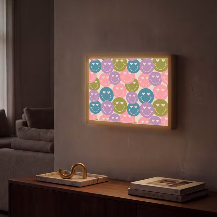 Lightbox - Wandlamp - Patroon - Smiley - Kleurrijk - Hartjes — 2