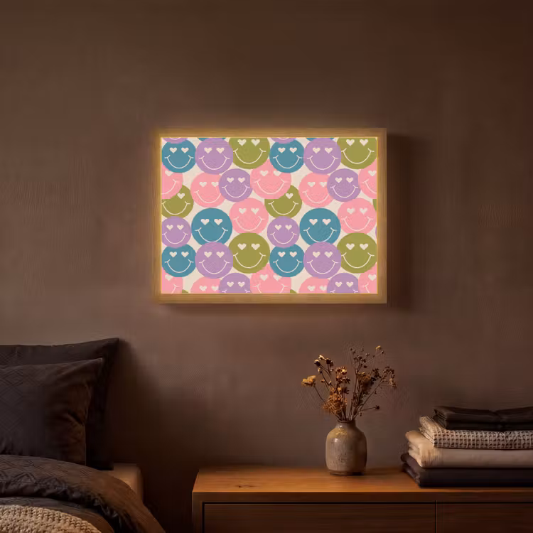 Lightbox - Wandlamp - Patroon - Smiley - Kleurrijk - Hartjes — 3