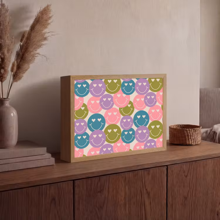 Lightbox - Wandlamp - Patroon - Smiley - Kleurrijk - Hartjes — 4