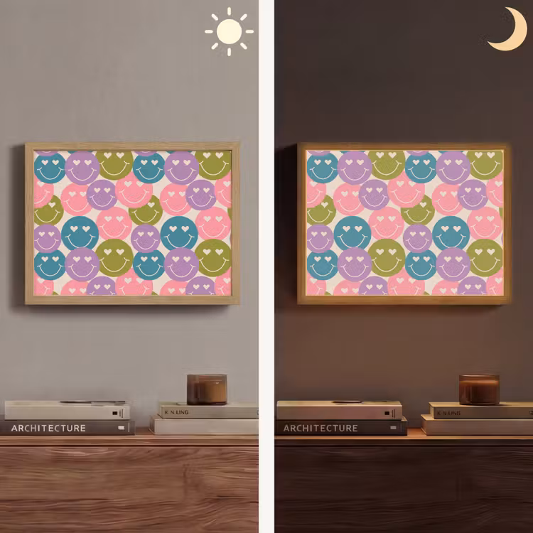 Lightbox - Wandlamp - Patroon - Smiley - Kleurrijk - Hartjes — 6