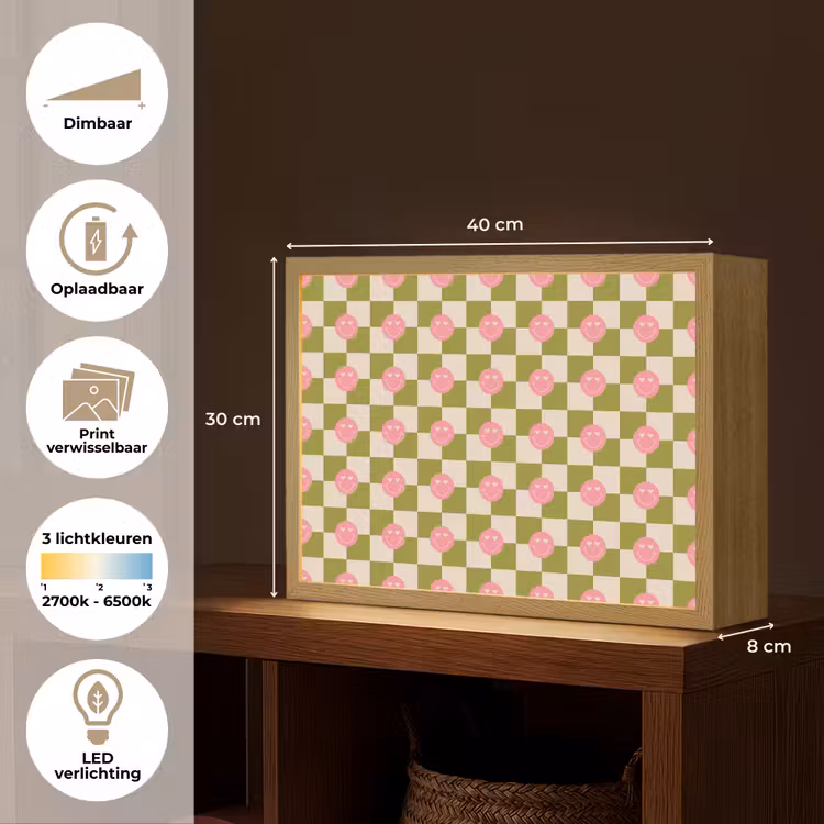 Lightbox - Wandlamp - Patroon - Smileys - Blokken — 10