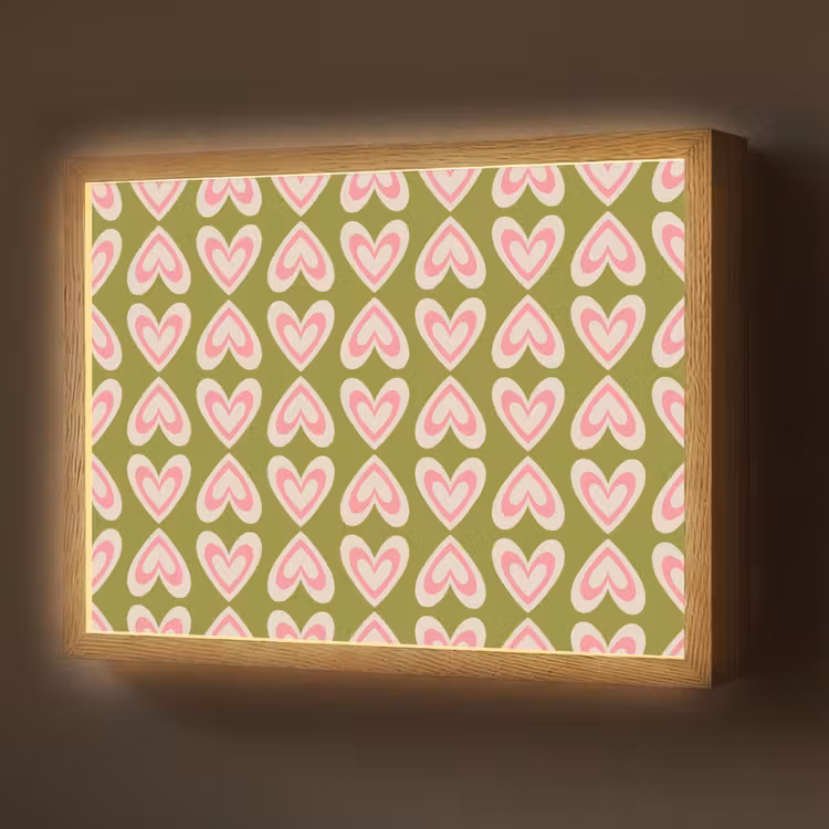 Lightbox - Wandlamp - Patroon - Symmetrisch - Hartjes - Olijfgroen — 1
