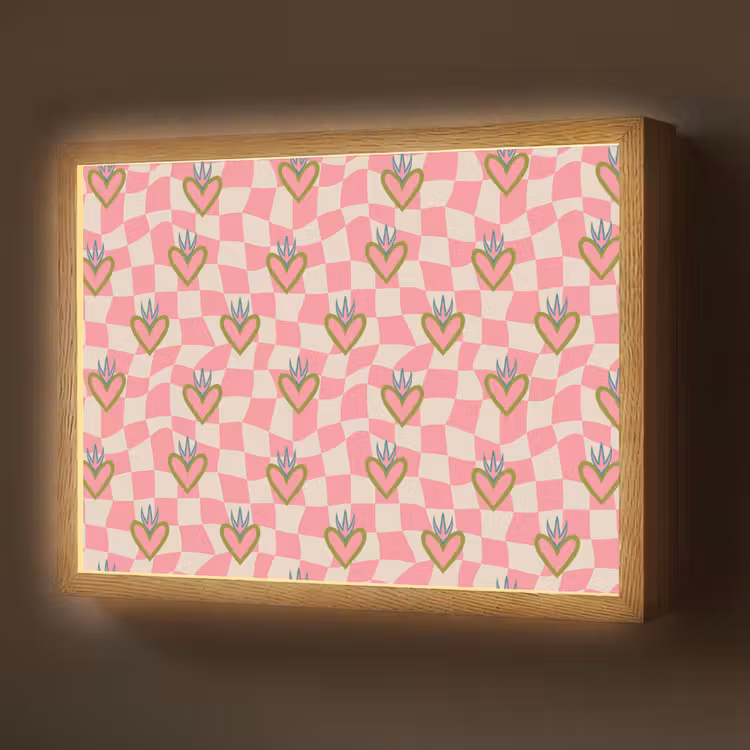 Lightbox - Wandlamp - Roze - Retro - Patroon - Geblokt — 1