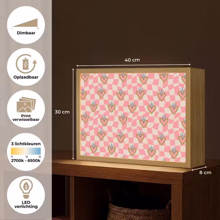 Lightbox - Wandlamp - Roze - Retro - Patroon - Geblokt — 10