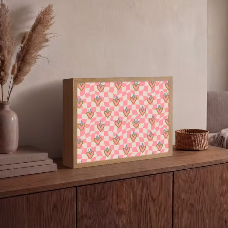 Lightbox - Wandlamp - Roze - Retro - Patroon - Geblokt — 4