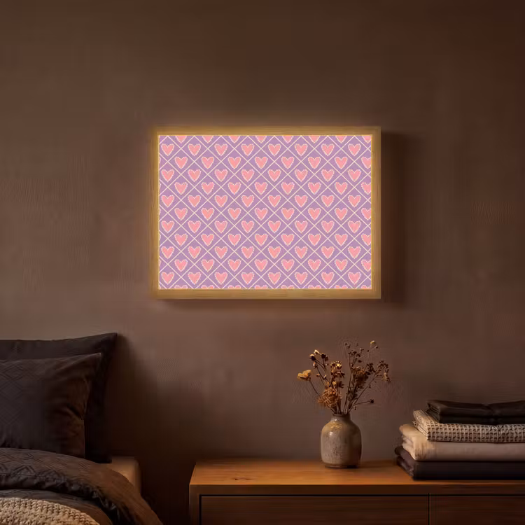 Lightbox - Wandlamp - Ruit - Patroon - Paars - Hartjes — 3