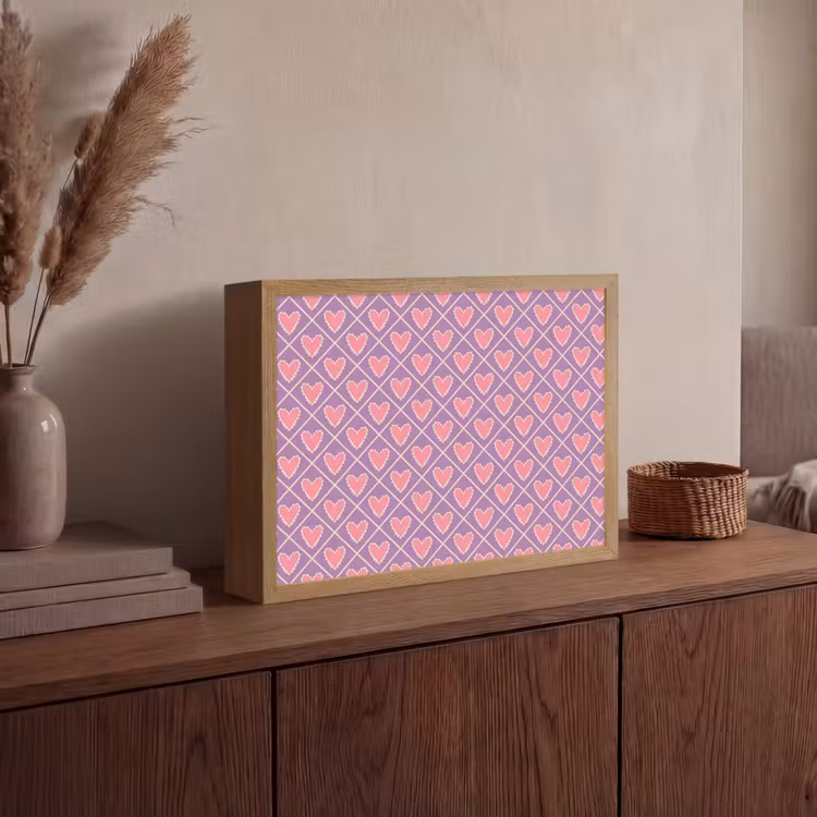 Lightbox - Wandlamp - Ruit - Patroon - Paars - Hartjes — 4