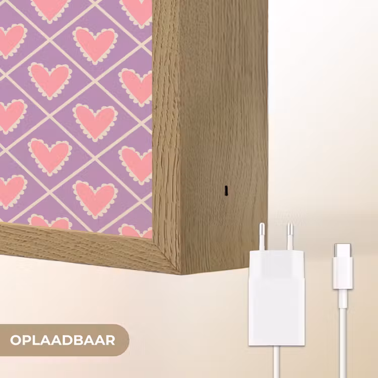 Lightbox - Wandlamp - Ruit - Patroon - Paars - Hartjes — 7