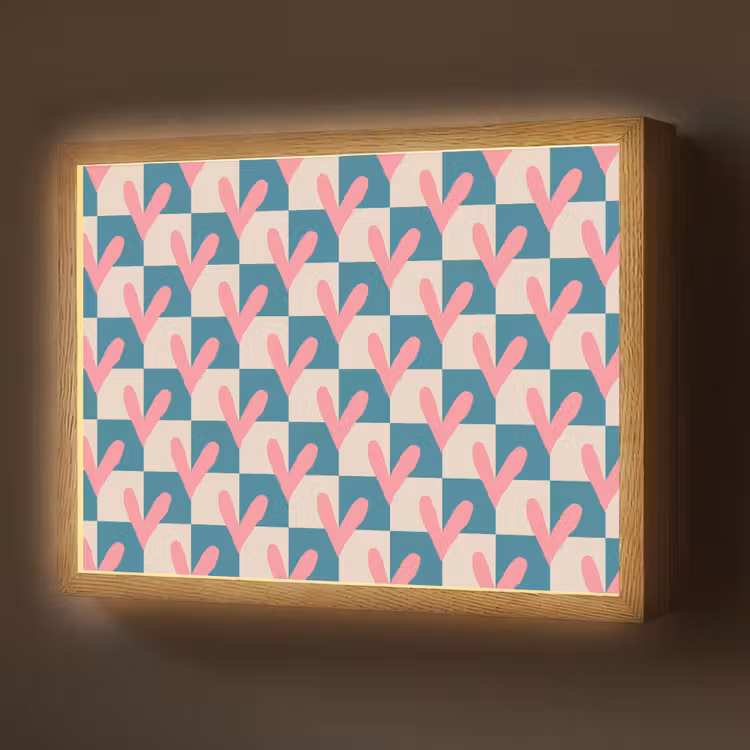 Lightbox - Wandlamp - Vlakken - Hartjes - Patroon - Retro — 1