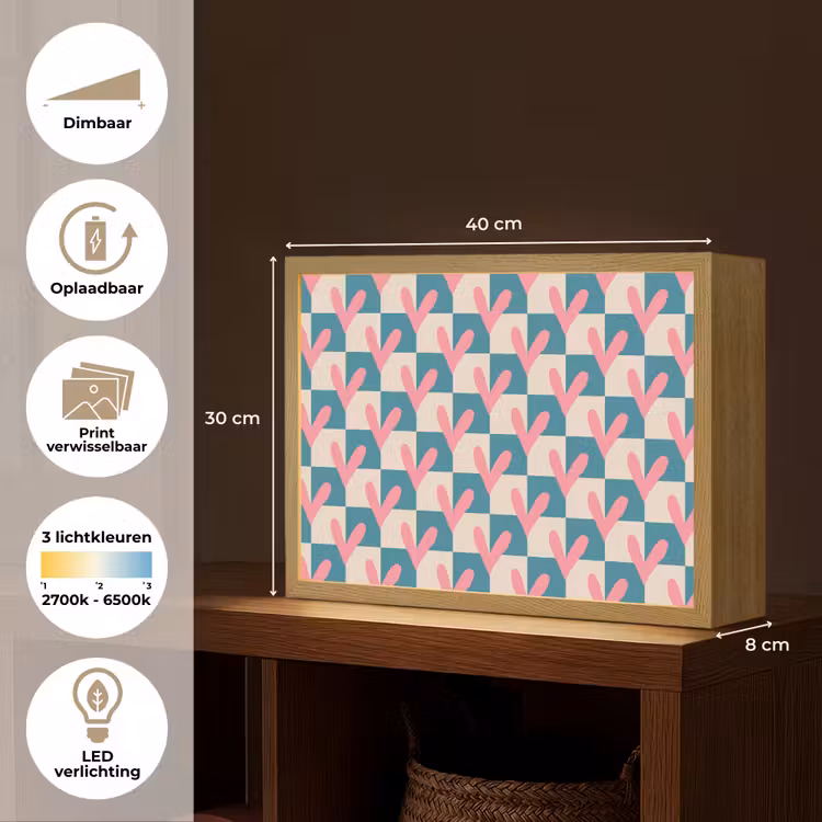 Lightbox - Wandlamp - Vlakken - Hartjes - Patroon - Retro — 10