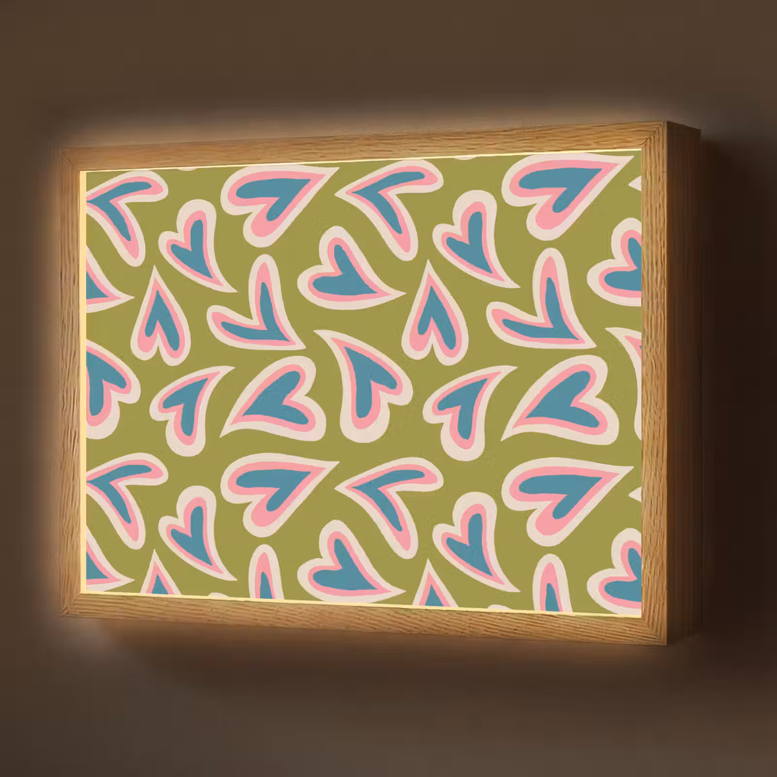 Lightbox - Wandlamp - Groen - Retro - Hartjes - Patroon — 1