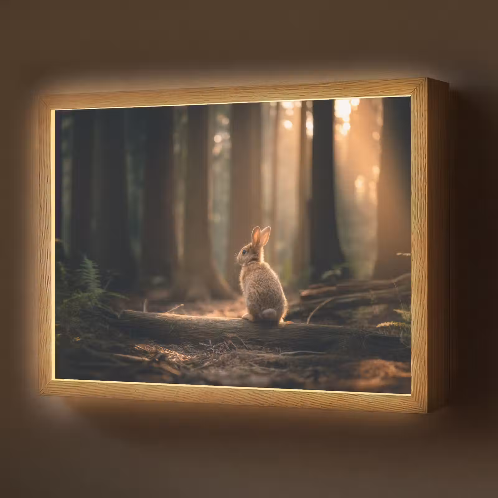 Lightbox - Wandlamp - Konijn - Bos - Zonnestralen — 1