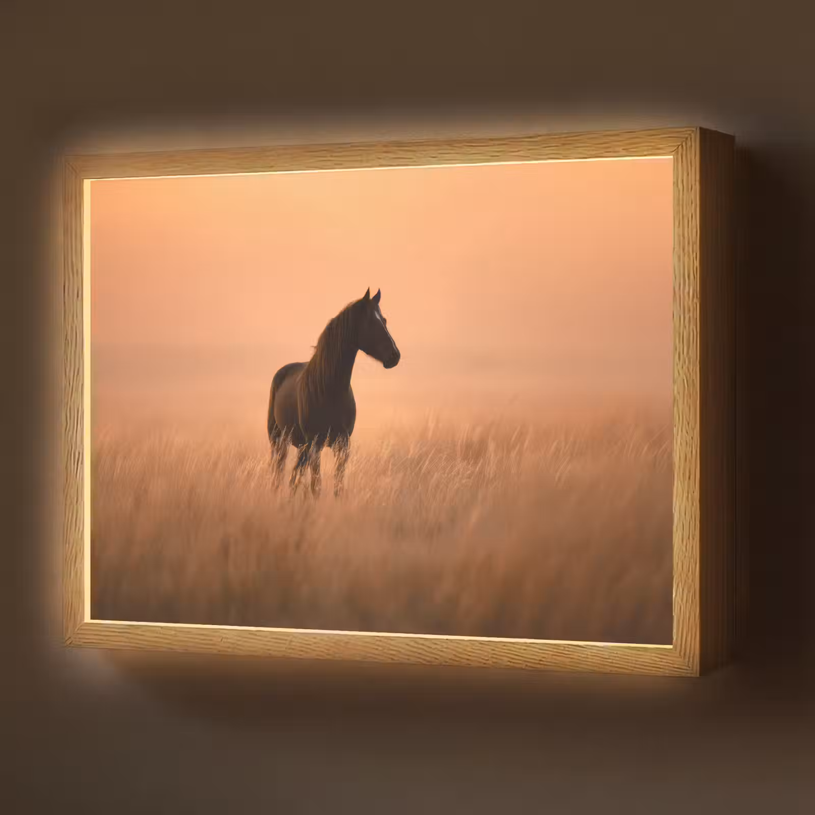 Lightbox - Wandlamp - Paard - Grasveld - Zonsondergang — 1