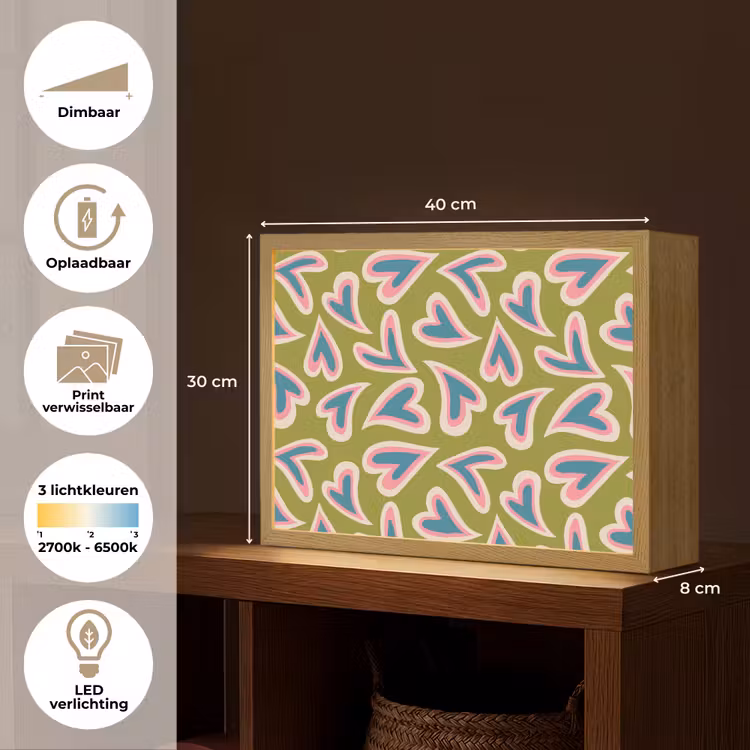 Lightbox - Wandlamp - Groen - Retro - Hartjes - Patroon — 10