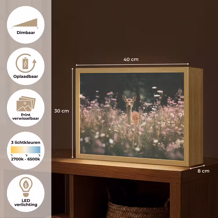 Lightbox - Wandlamp - Hert - Wilde bloemen - Bos — 10