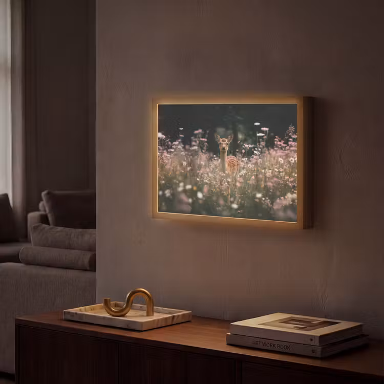 Lightbox - Wandlamp - Hert - Wilde bloemen - Bos — 2