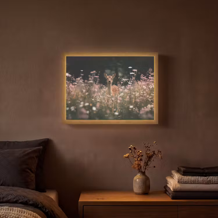 Lightbox - Wandlamp - Hert - Wilde bloemen - Bos — 3