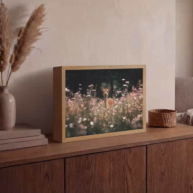 Lightbox - Wandlamp - Hert - Wilde bloemen - Bos — 4
