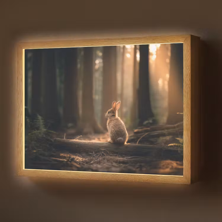 Lightbox - Wandlamp - Konijn - Bos - Zonnestralen — 1