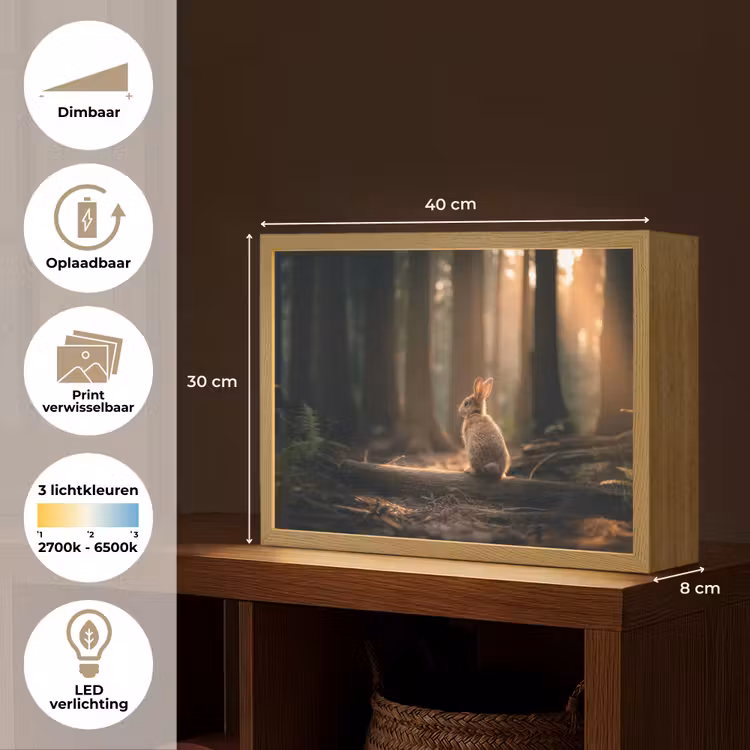 Lightbox - Wandlamp - Konijn - Bos - Zonnestralen — 10
