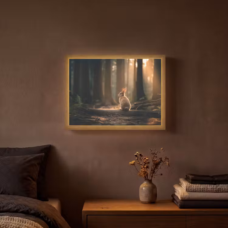 Lightbox - Wandlamp - Konijn - Bos - Zonnestralen — 3