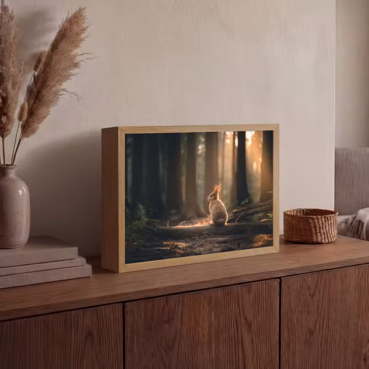 Lightbox - Wandlamp - Konijn - Bos - Zonnestralen — 4