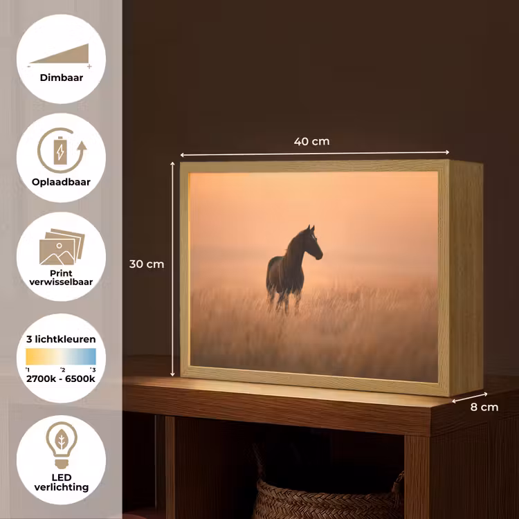 Lightbox - Wandlamp - Paard - Grasveld - Zonsondergang — 10