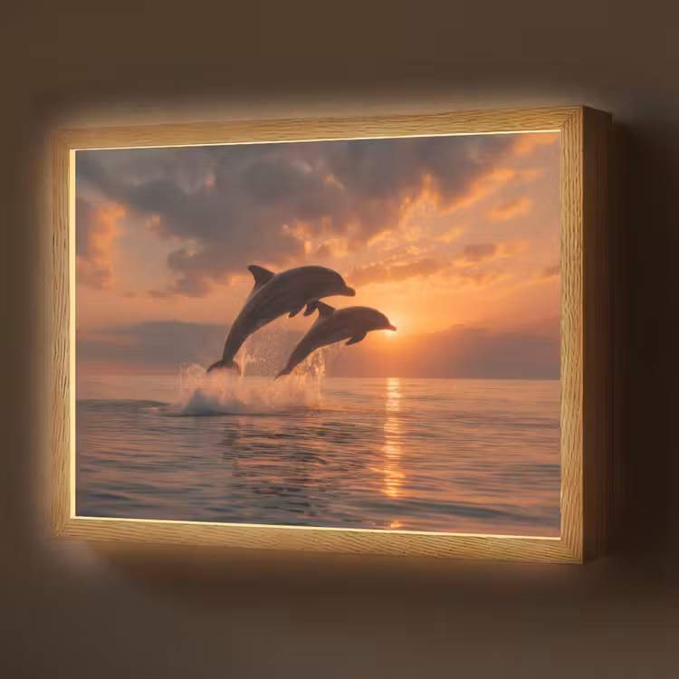 Lightbox - Wandlamp - Dolfijnen - Zee - Realistisch — 1