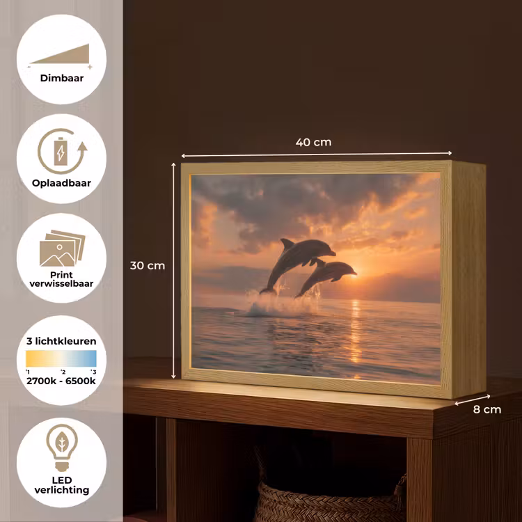 Lightbox - Wandlamp - Dolfijnen - Zee - Realistisch — 10