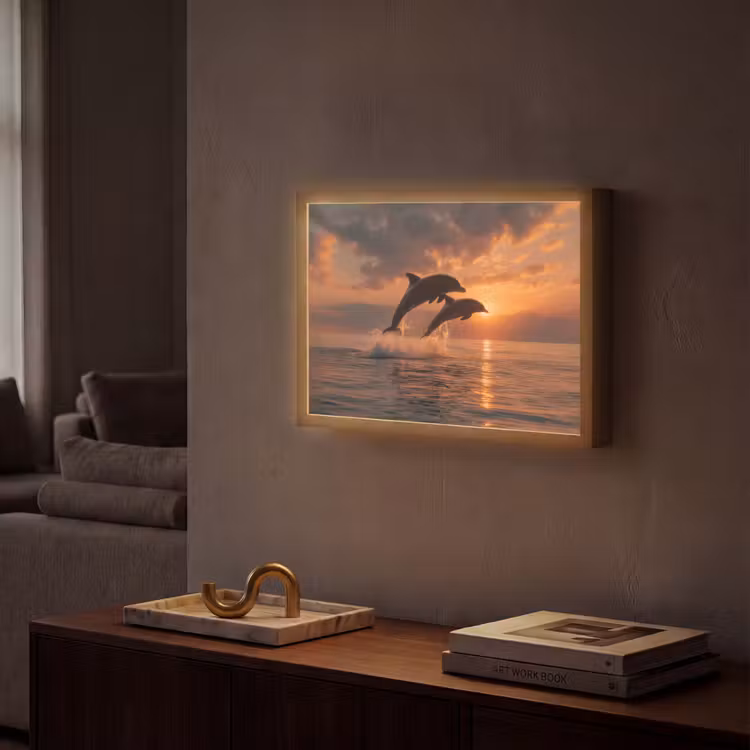 Lightbox - Wandlamp - Dolfijnen - Zee - Realistisch — 2