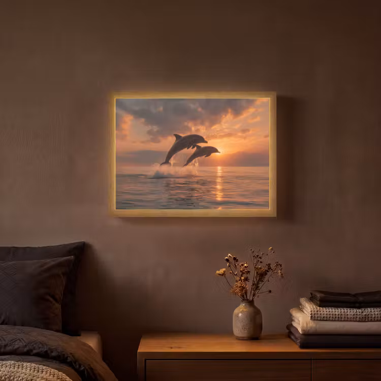 Lightbox - Wandlamp - Dolfijnen - Zee - Realistisch — 3