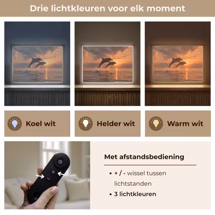 Lightbox - Wandlamp - Dolfijnen - Zee - Realistisch — 8