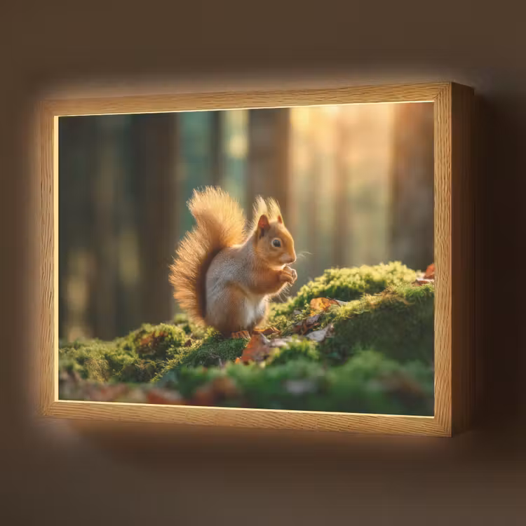 Lightbox - Wandlamp - Eekhoorn - Nootje - Gras — 1