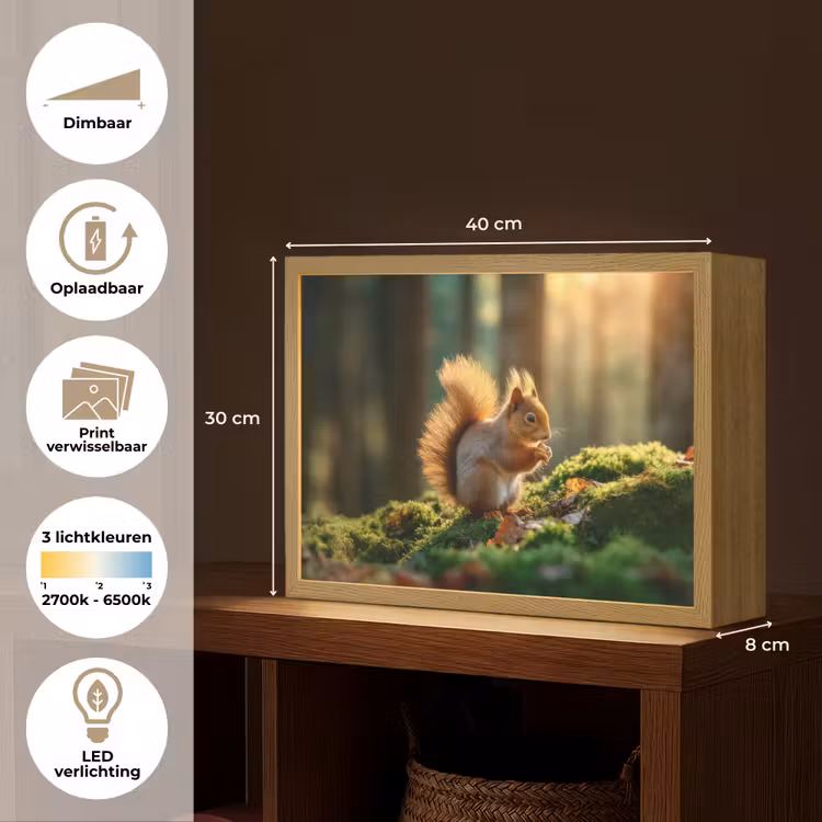 Lightbox - Wandlamp - Eekhoorn - Nootje - Gras — 10