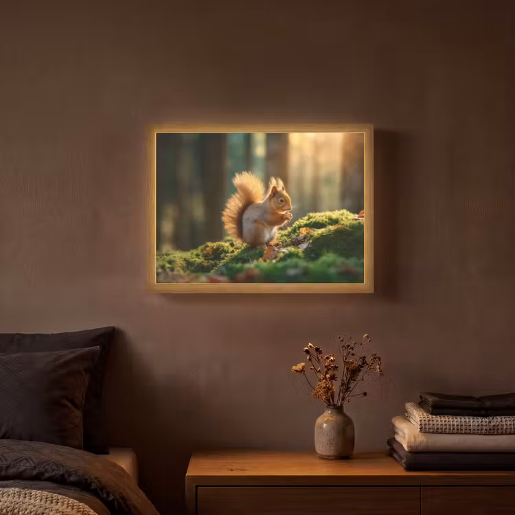 Lightbox - Wandlamp - Eekhoorn - Nootje - Gras — 3