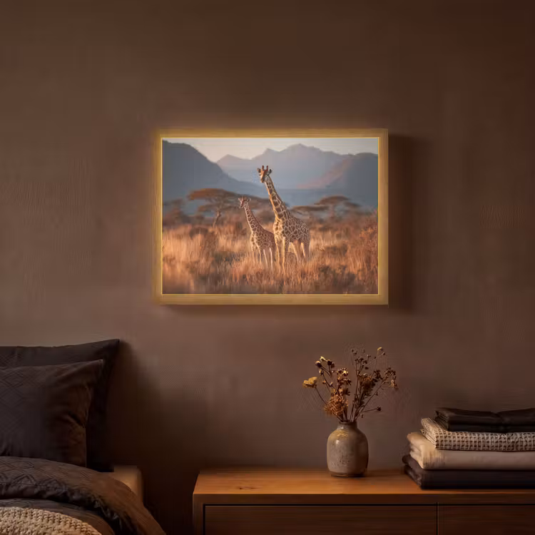 Lightbox - Wandlamp - Giraffen - Hoog gras - Acaciabomen — 3