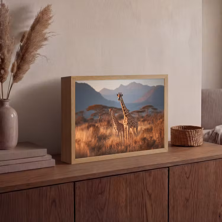 Lightbox - Wandlamp - Giraffen - Hoog gras - Acaciabomen — 4