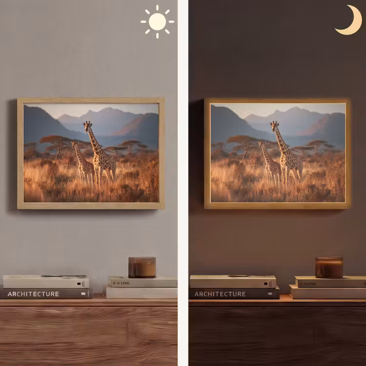 Lightbox - Wandlamp - Giraffen - Hoog gras - Acaciabomen — 6