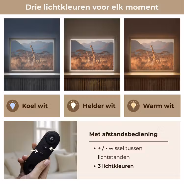 Lightbox - Wandlamp - Giraffen - Hoog gras - Acaciabomen — 8