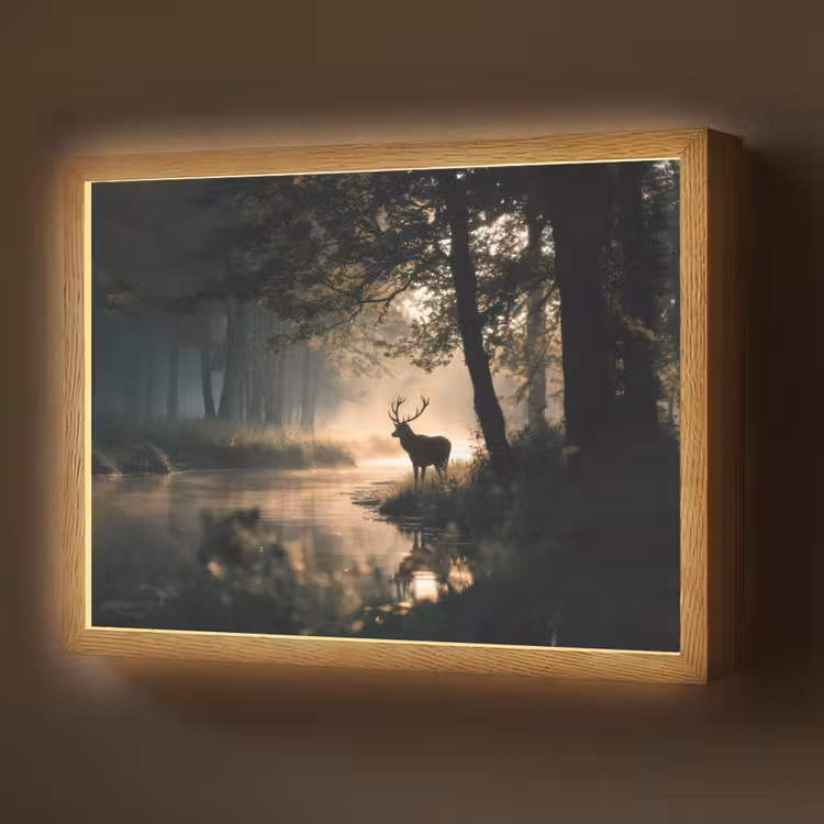 Lightbox - Wandlamp - Hert - Bosbeek - Mystiek — 1