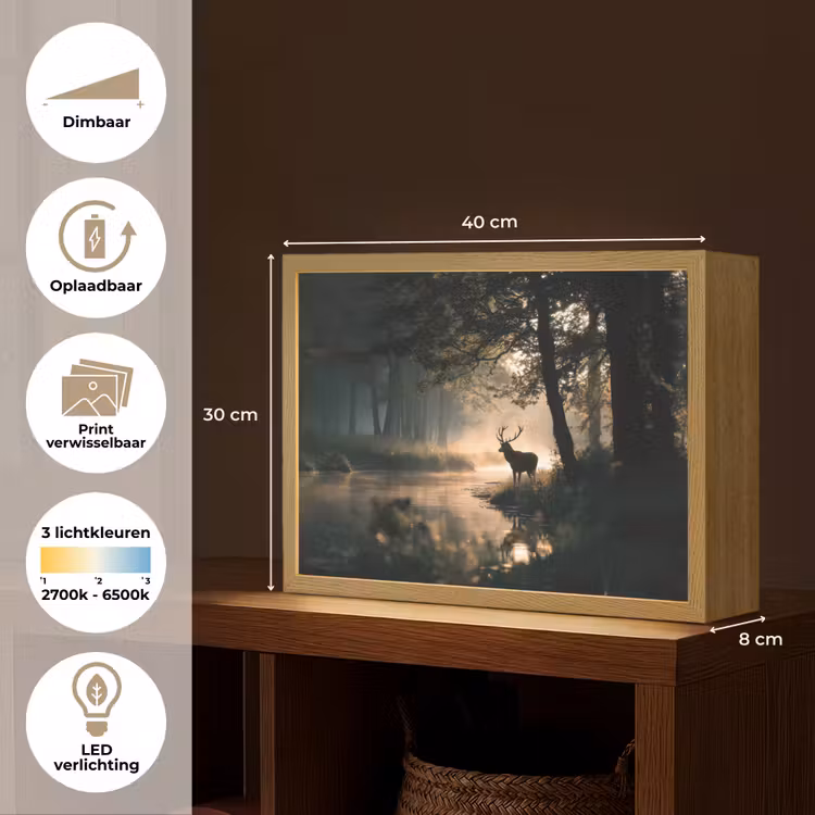 Lightbox - Wandlamp - Hert - Bosbeek - Mystiek — 10