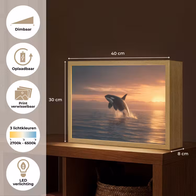 Lightbox - Wandlamp - Orka - Zee - Zonsondergang — 10